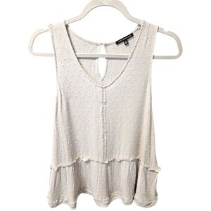 Staccato Beige Tiered Ruffle Babydoll Tank Top M Coquette Feminine Cottagecore